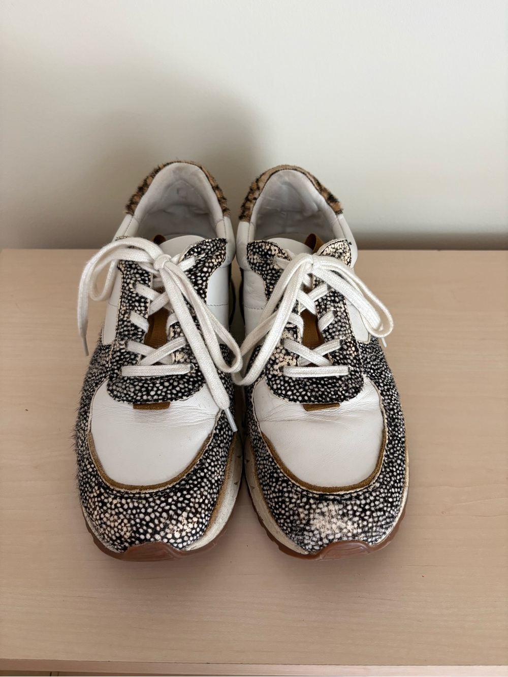 Madewell White Leather Cheetah Print Sneakers
